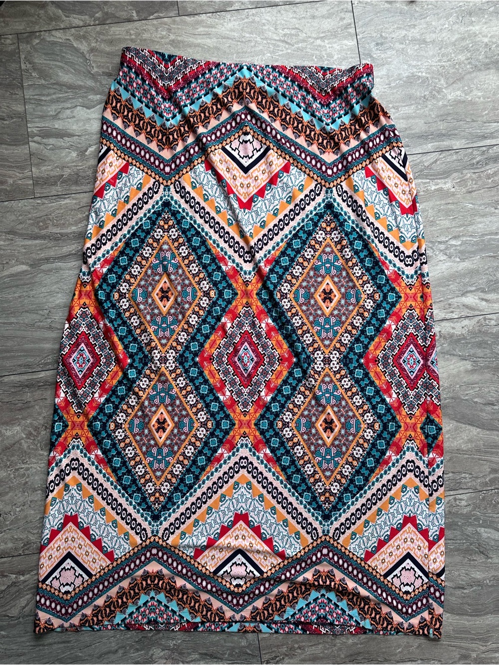Westport 1962 Women 1X Maxi Skirt Boho Aztec Geometric Pull On Stretch Plus - Picture 1 of 6